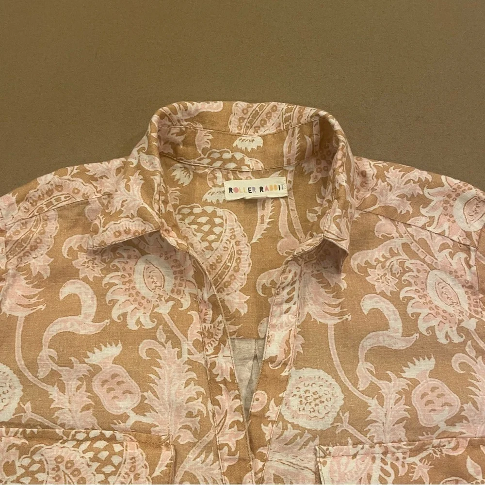 Roller Rabbit Floral Linen Button Down Top Size XS